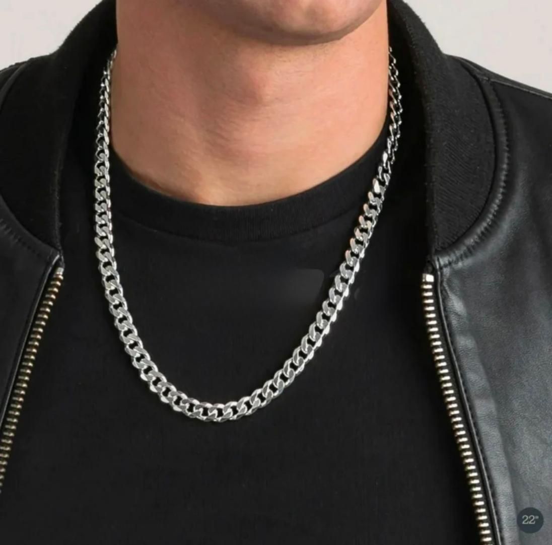 Silver-Plated Thick Cuban Chain for Men – Bold & Stylish