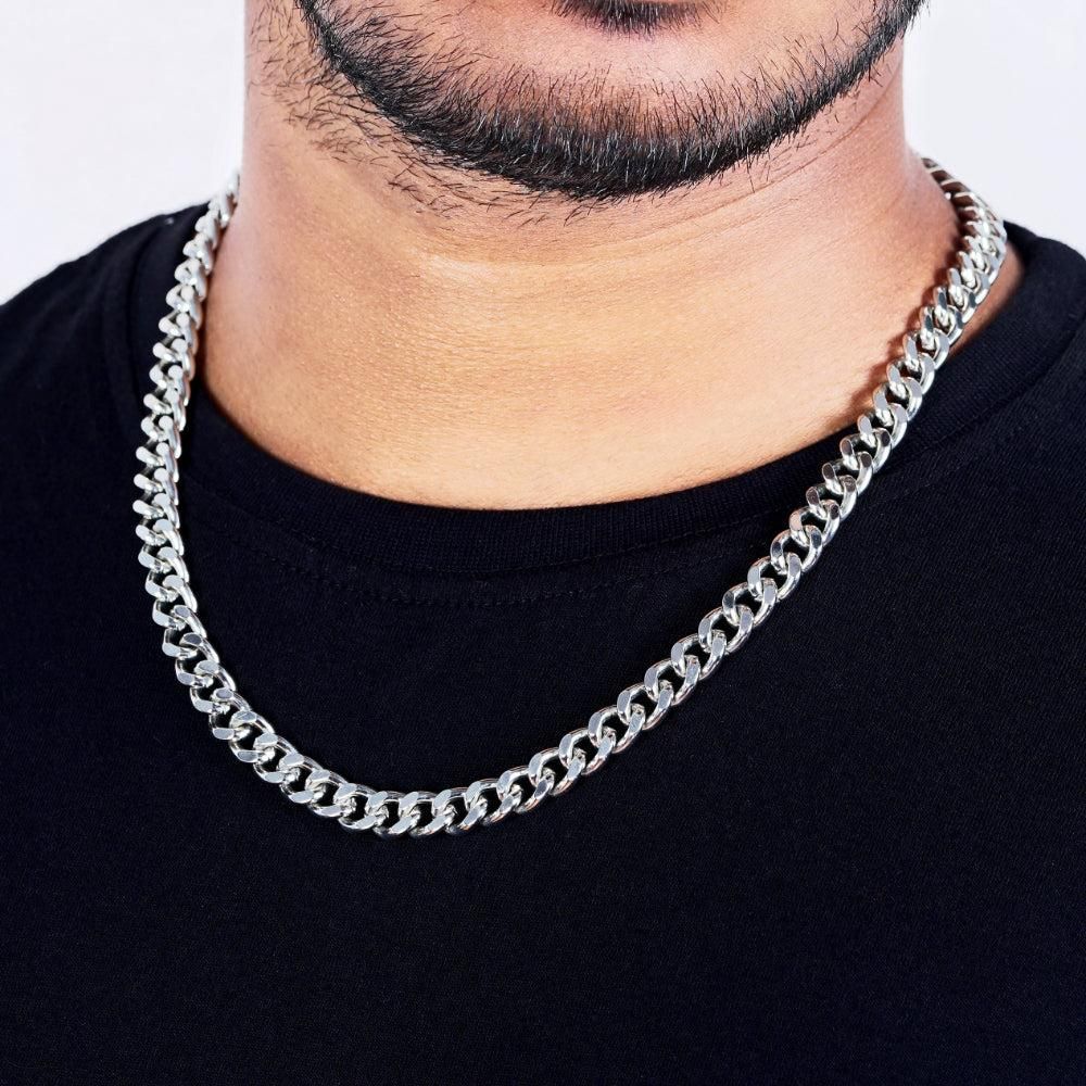 Silver-Plated Thick Cuban Chain for Men – Bold & Stylish