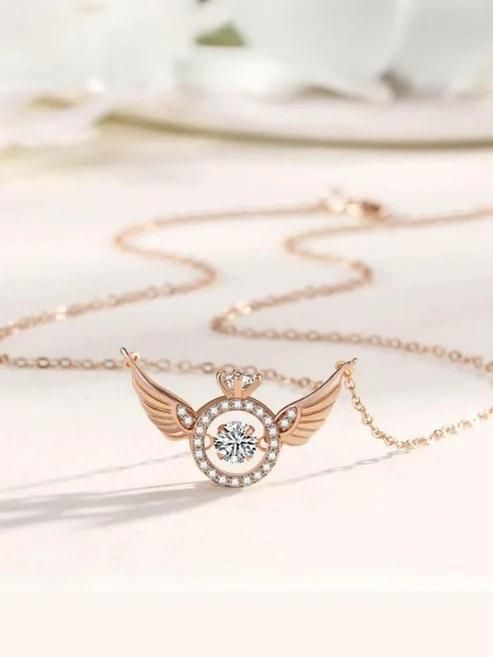 Rose Gold Angel Wings Pendant Chain – Elegant & Stylish