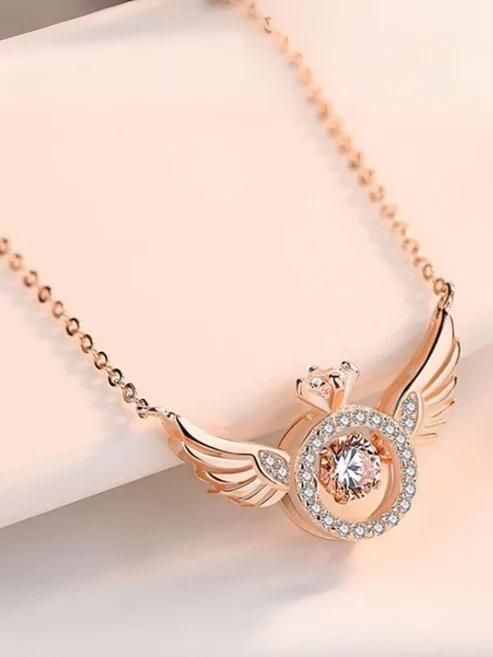 Rose Gold Angel Wings Pendant Chain – Elegant & Stylish