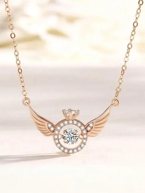 Rose Gold Angel Wings Pendant Chain – Elegant & Stylish